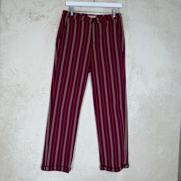 Brixton Pants - Brixton Striped Straight Leg Pants Burgundy Red Preppy 90s Y2K Size 26 Indie
